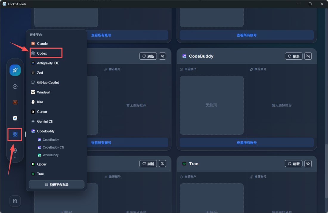 打开 Codex 配置面板